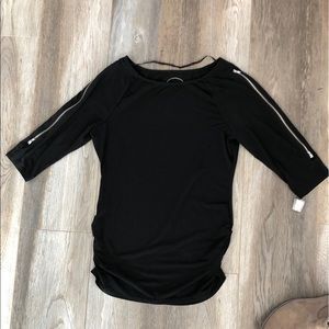 INC Zipper Cold Shoulder Top